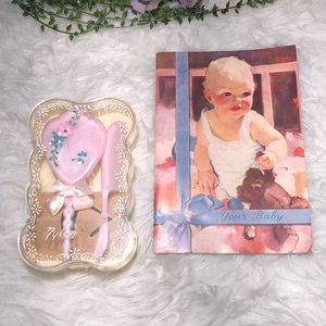Vintage Baby Book & Brush/Comb Set